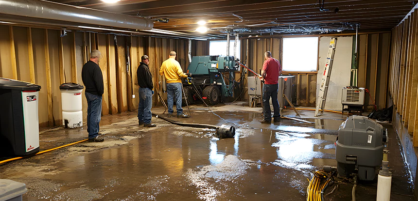Cleaning Sewage From Basement Floor in Louisburg